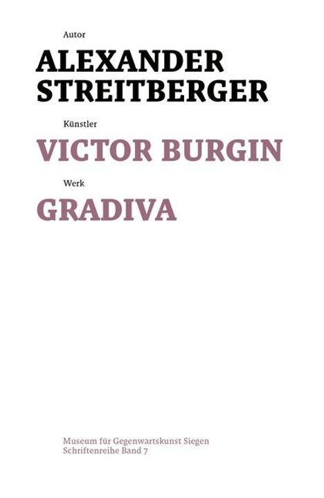 Alexander Streitberger: Victor Burgin, Buch