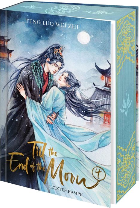 "Till the End of the Moon", "Letzter Kampf". Illustration von zwei Figuren in traditionellen Gewändern unter einem Vollmond.