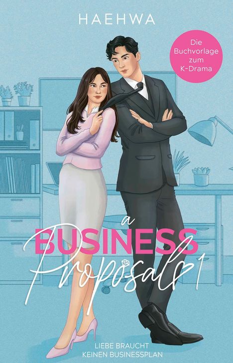 Titel: "A Business Proposal". Ein Paar steht lächelnd, sie zieht an seiner Krawatte.