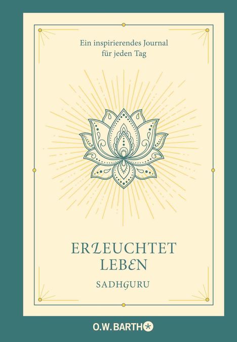 "Ein inspirierendes Journal für jeden Tag. ERLEUCHTET LEBEN, SADHGURU." Gelbe Lotusblume im Zentrum.