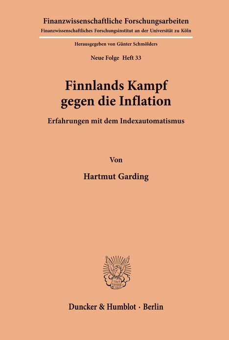 Hartmut Garding: Finnlands Kampf gegen die Inflation., Buch