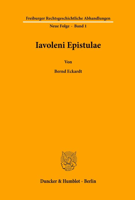 Bernd Eckardt: Iavoleni Epistulae., Buch