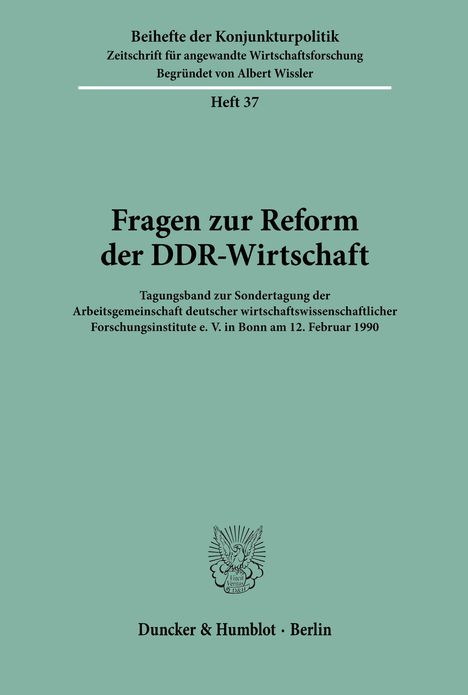 /: Fragen zur Reform der DDR-Wirtschaft., Buch