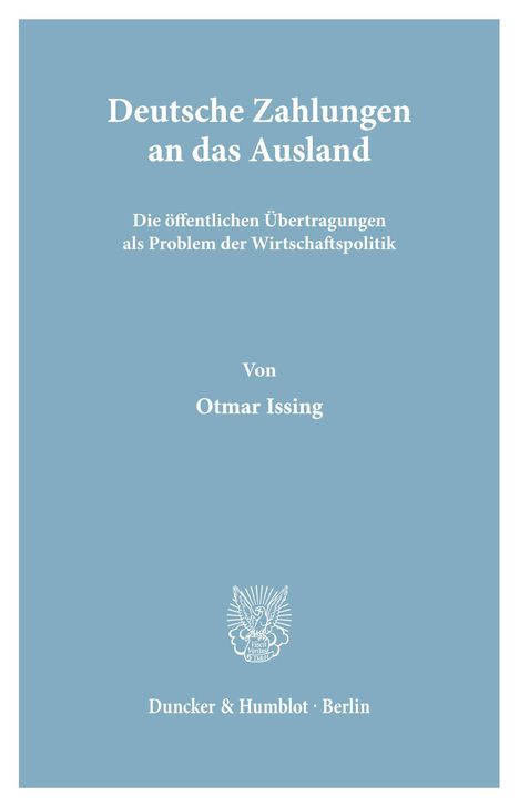 Otmar Issing: Deutsche Zahlungen an das Ausland., Buch