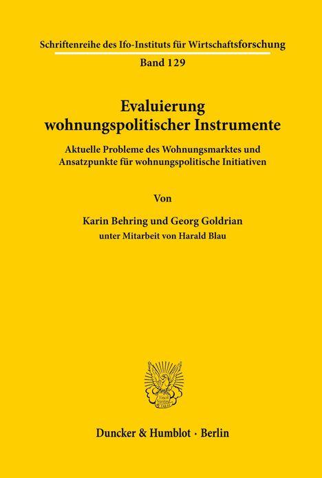 Karin Behring: Evaluierung wohnungspolitischer Instrumente., Buch