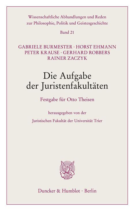 /: Die Aufgabe der Juristenfakultäten., Buch