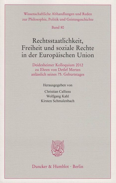 Rechtsstaatlichkeit, Freiheit und soziale Rechte, Buch