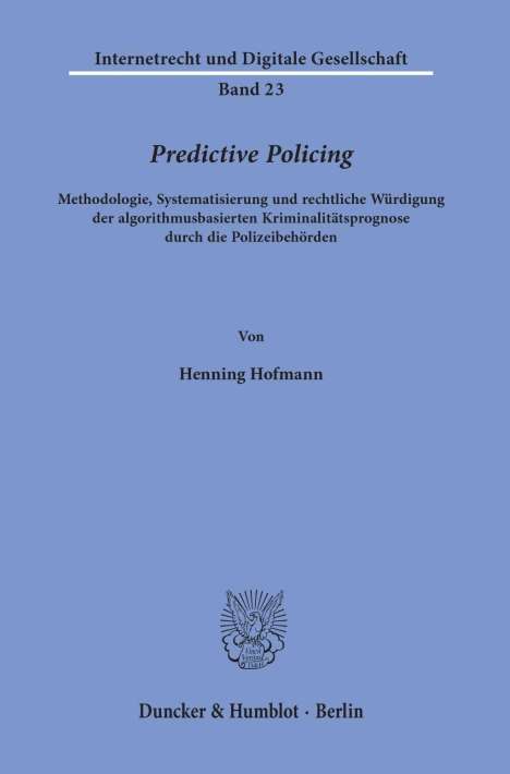 Henning Hofmann: Hofmann, H: Predictive Policing., Buch