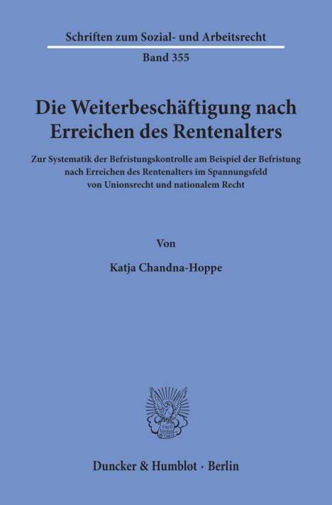 Katja Chandna-Hoppe: Chandna-Hoppe, K: Weiterbeschäftigung nach Erreichen des Ren, Buch