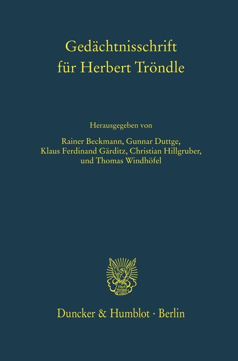 Gedächtnisschrift für Herbert Tröndle., Buch