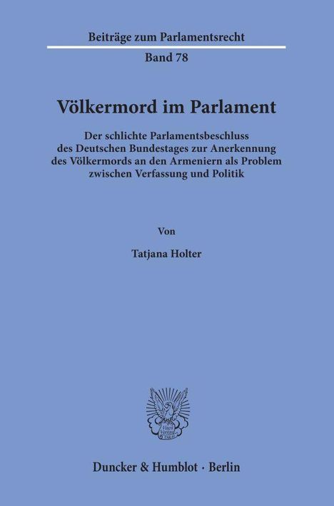 Tatjana Holter: Völkermord im Parlament, Buch
