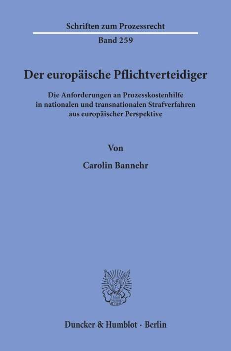 Carolin Bannehr: Bannehr, C: Der europäische Pflichtverteidiger., Buch