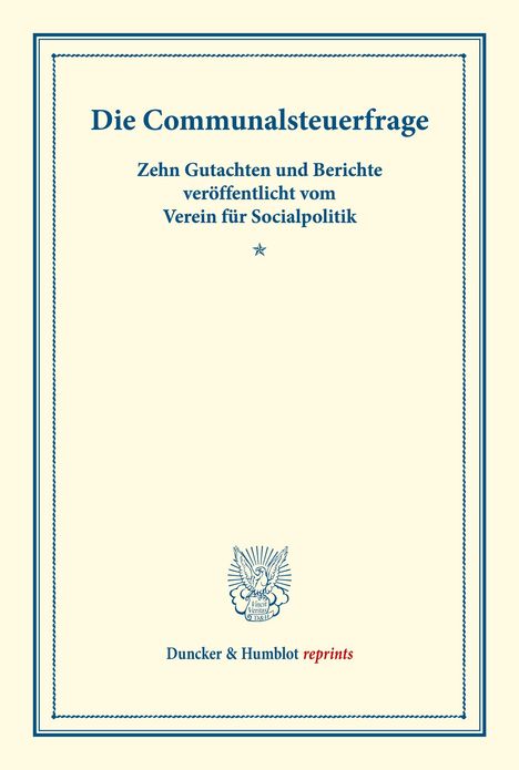 /: Die Communalsteuerfrage., Buch