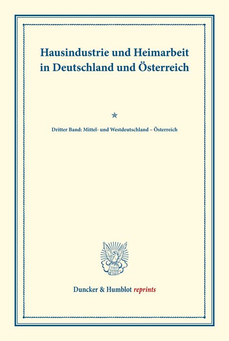 /: Hausindustrie und Heimarbeit in Deutschland und Österreich., Buch