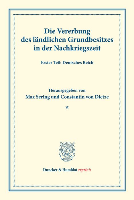 /: Die Vererbung des ländlichen Grundbesitzes in der Nachkriegszeit., Buch