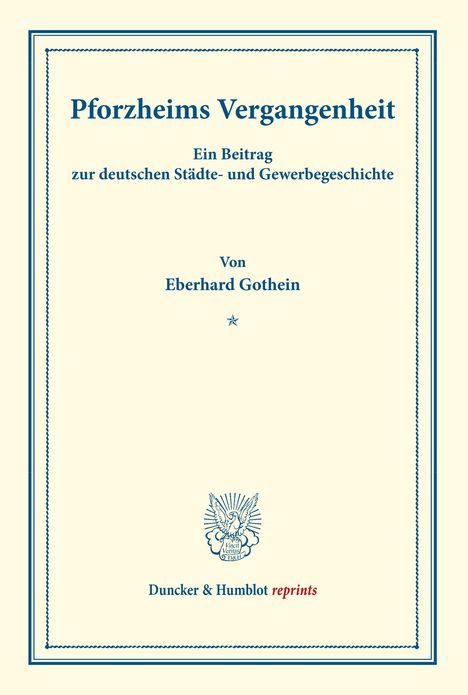 Eberhard Gothein: Pforzheims Vergangenheit., Buch