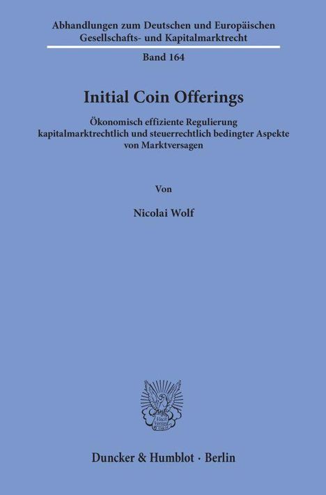 Nicolai Wolf: Wolf, N: Initial Coin Offerings, Buch