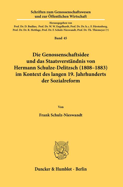Frank Schulz-Nieswandt: Schulz-Nieswandt, F: Genossenschaftsidee und das Staatsverst, Buch