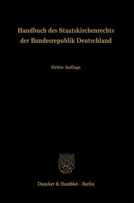 Handbuch des Staatskirchenrechts der Bundesrepublik Deutschland Band 1, 2 und 3, Buch