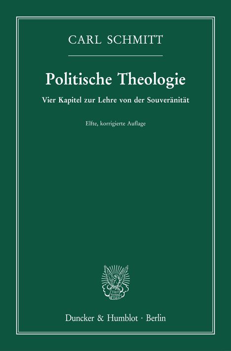 Carl Schmitt: Politische Theologie., Buch