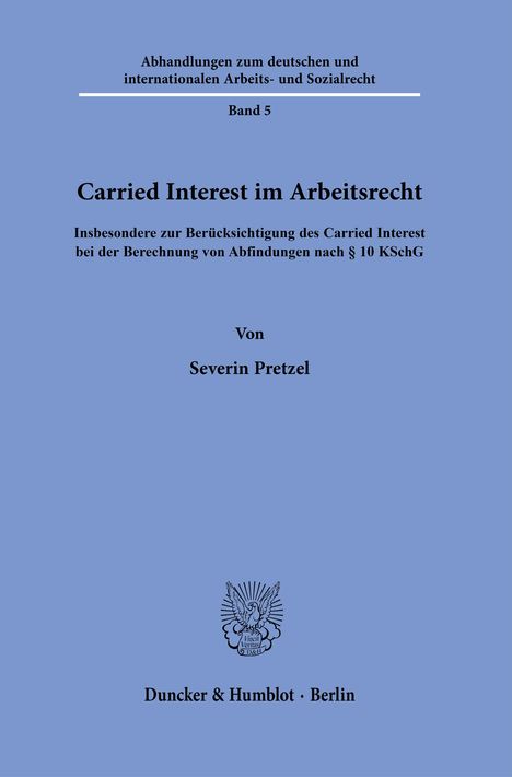 Severin Pretzel: Carried Interest im Arbeitsrecht, Buch