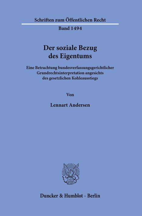 Lennart Andersen: Der soziale Bezug des Eigentums., Buch