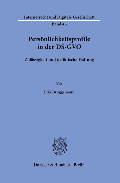 Erik Brüggemann: Persönlichkeitsprofile in der DS-GVO, Buch