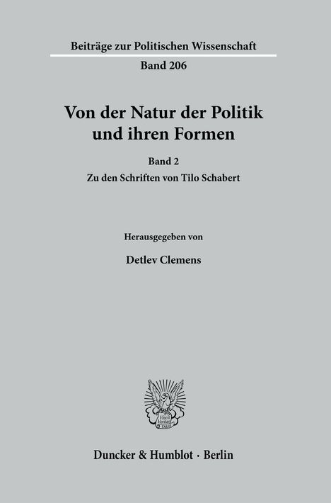 Von der Natur der Politik und ihren Formen., Buch