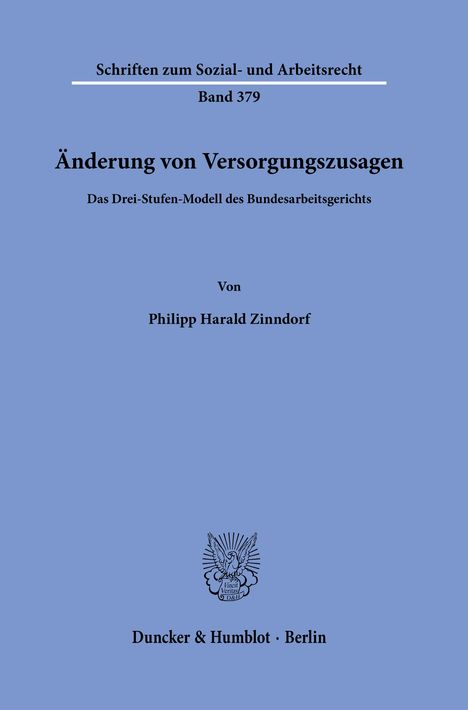 Philipp Harald Zinndorf: Änderung von Versorgungszusagen, Buch