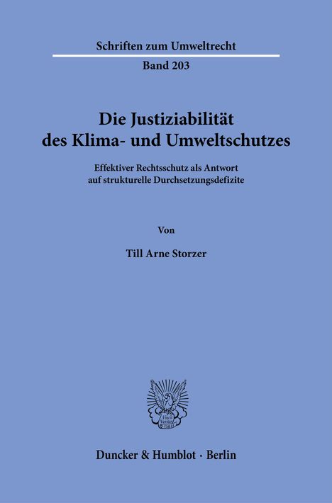 Till Arne Storzer: Die Justiziabilität des Klima- und Umweltschutzes., Buch