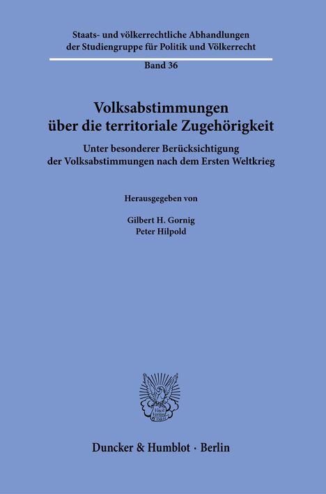 Volksabstimmungen über die territoriale Zugehörigkeit., Buch