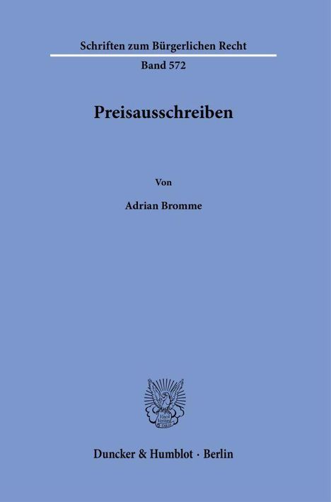 Adrian Bromme: Preisausschreiben., Buch