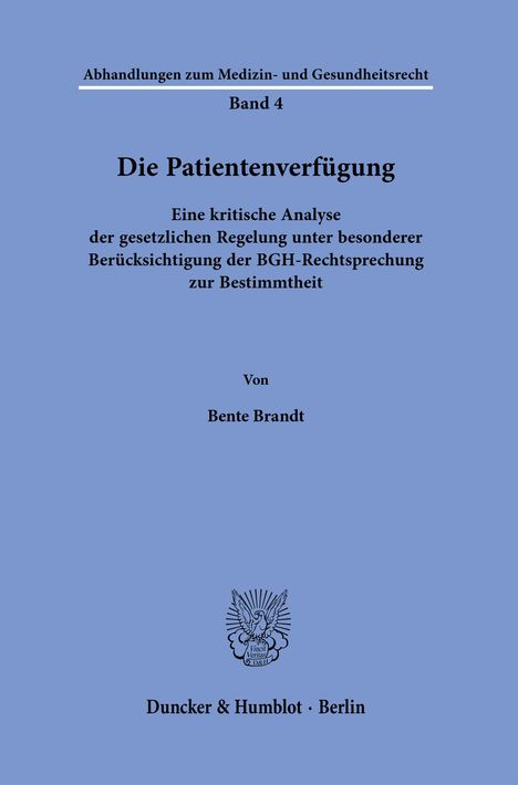 Bente Brandt: Die Patientenverfügung., Buch