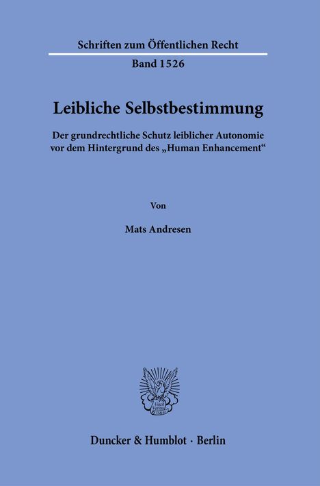 Mats Andresen: Leibliche Selbstbestimmung., Buch