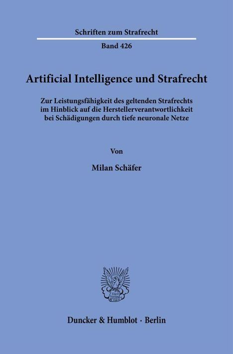 Milan Schäfer: Artificial Intelligence und Strafrecht., Buch