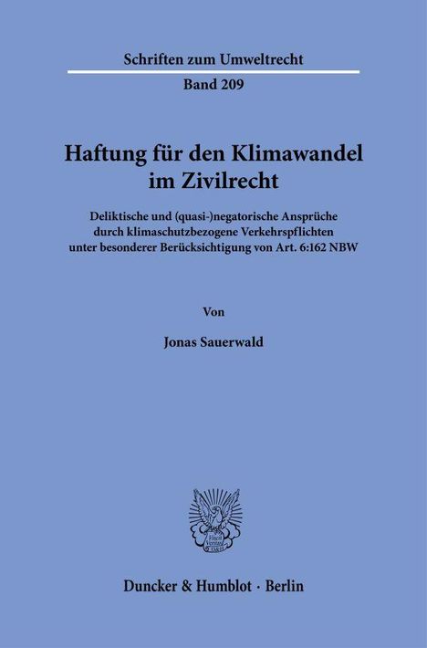 Jonas Sauerwald: Haftung für den Klimawandel im Zivilrecht, Buch