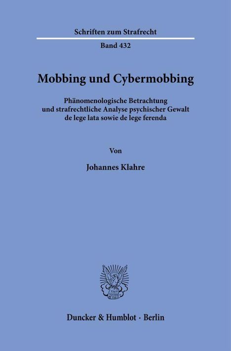 Johannes Klahre: Mobbing und Cybermobbing, Buch