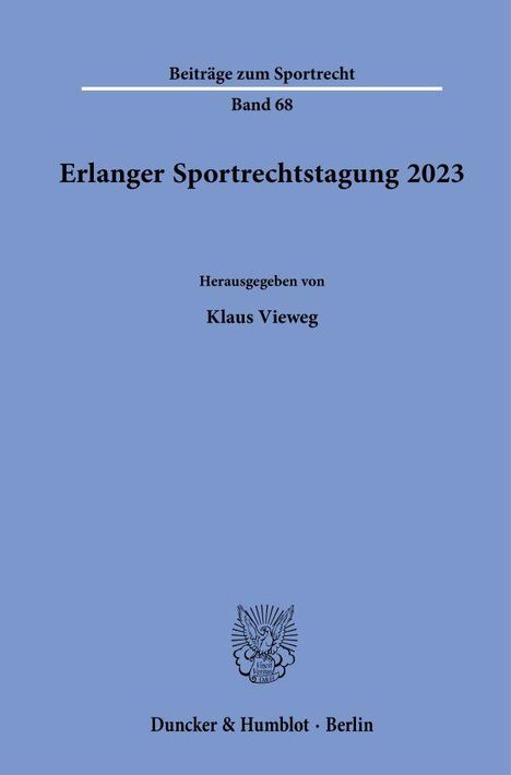 Erlanger Sportrechtstagung 2023, Buch