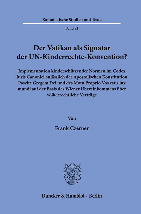 Frank Czerner: Der Vatikan als Signatar der UN-Kinderrechte-Konvention?, Buch