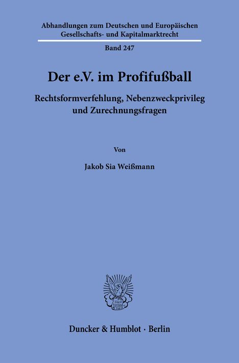 Jakob Sia Weißmann: Der e.V. im Profifußball, Buch