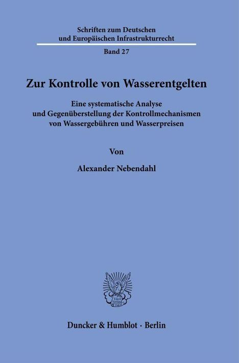 Alexander Nebendahl: Zur Kontrolle von Wasserentgelten, Buch