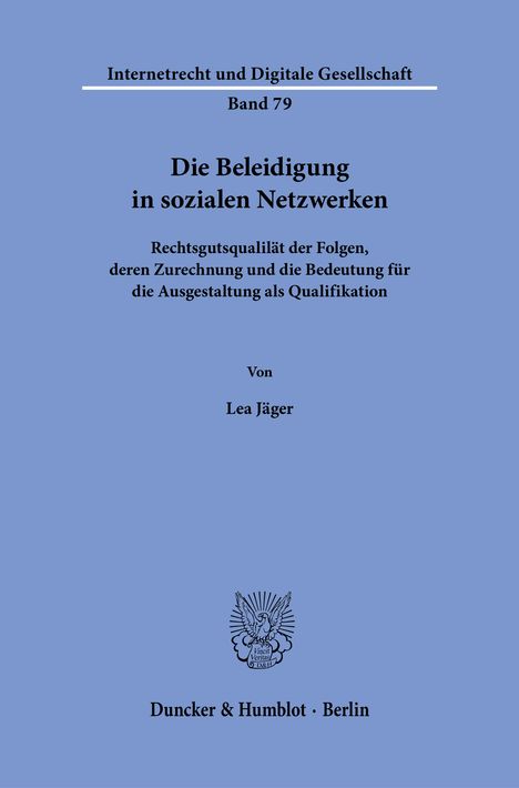 Lea Jäger: Die Beleidigung in sozialen Netzwerken, Buch
