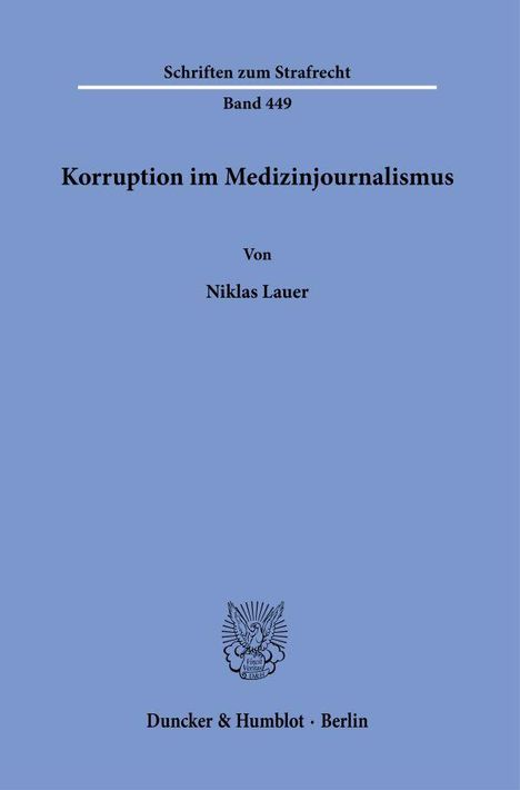 Niklas Lauer: Korruption im Medizinjournalismus, Buch