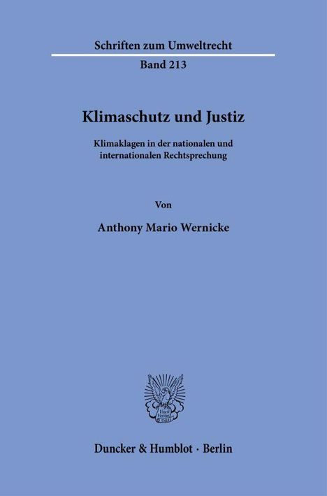 Anthony Mario Wernicke: Klimaschutz und Justiz, Buch
