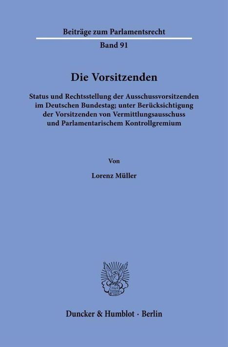 Lorenz Müller: Die Vorsitzenden, Buch