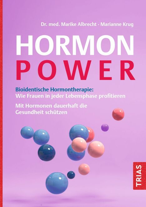 "HORMON POWER" in großen Buchstaben, darunter bunte schwebende Kugeln auf lila Hintergrund, seitlich rotes TRIAS-Logo.