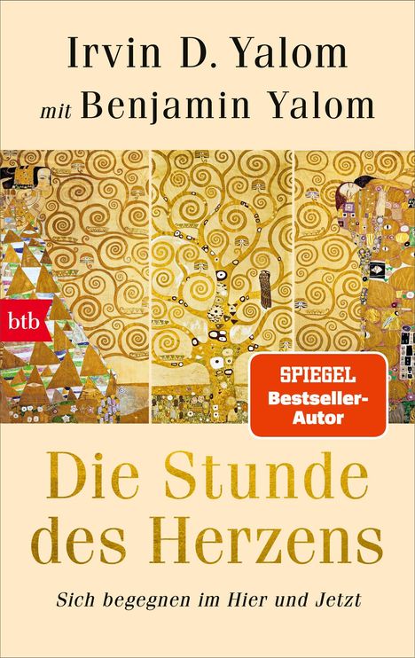 Der Titel des Buches ist "Die Stunde des Herzens". Das Cover zeigt ein Gemälde mit einem Baum und spiralförmigen Mustern.