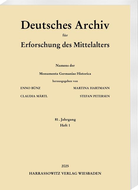 Deutsches Archiv für Erforschung des Mittelalters 81 (2025)1, Buch