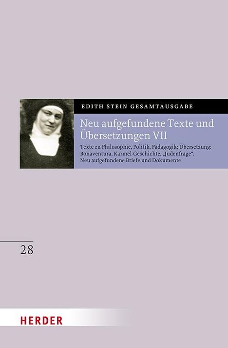 Edith Stein: Neu aufgefundene Texte und Übersetzungen VII, Buch