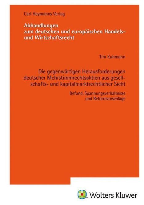Oben: Carl Heymanns Verlag. Titel: Abhandlungen zum deutschen und europäischen Handels- und Wirtschaftsrecht. Unten: Wolters Kluwer Logo. Orange Hintergrund.